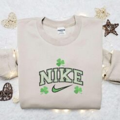 Shamrocks x Nike Embroidered Shirt Saint Patricks Day Embroidered Hoodie Best Nike Inspired Gift Idea