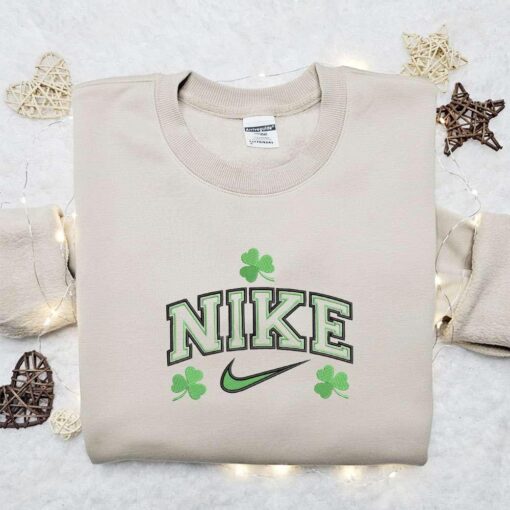 Shamrocks x Nike Embroidered Shirt Saint Patricks Day Embroidered Hoodie Best Nike Inspired Gift Idea