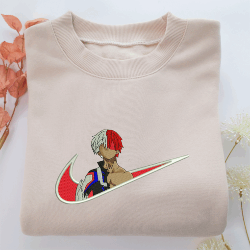 Shoto Todoroki Swoosh Nike Embroidered Sweatshirt, Nike Movie Inspired, Best Gifts Idea For Him Her