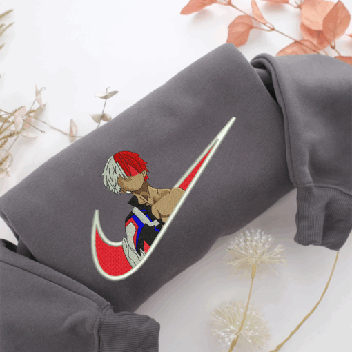 Shoto Todoroki Swoosh Nike Embroidered Sweatshirt, Nike Movie Inspired, Best Gifts Idea For Him Her - Image 4