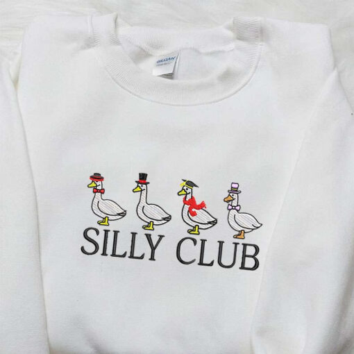 Silly Club Goose Embroidered Shirt Animal Embroidered Shirt Funny Embroidered Shirt