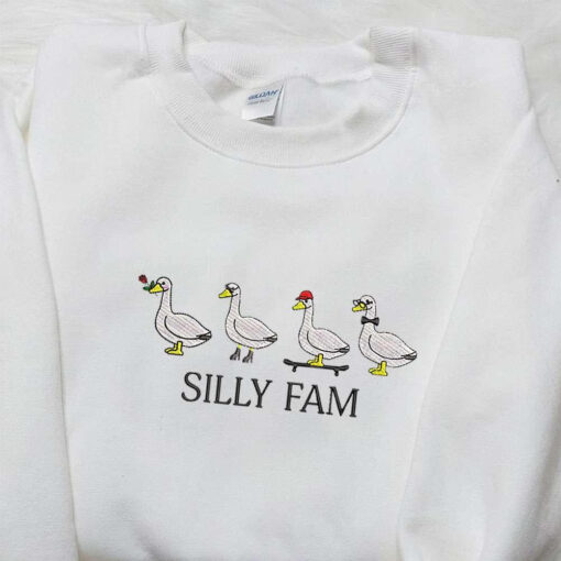 Silly Fam Goose Embroidered Shirt Animal Embroidered Shirt Funny Embroidered Shirt