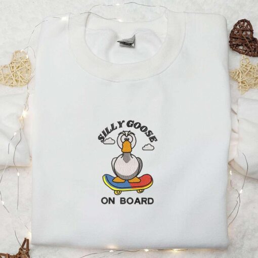 Silly Goose on Broad Embroidered Shirt Animal Embroidered Shirt Cute Embroidered Shirt