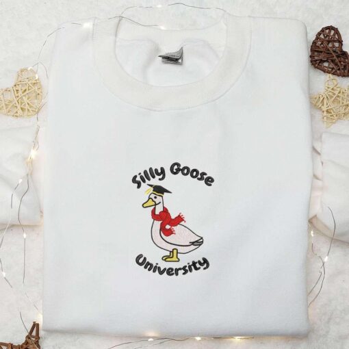 Silly Goose University Embroidered Shirt Animal Embroidered Shirt Best Graduation Gifts