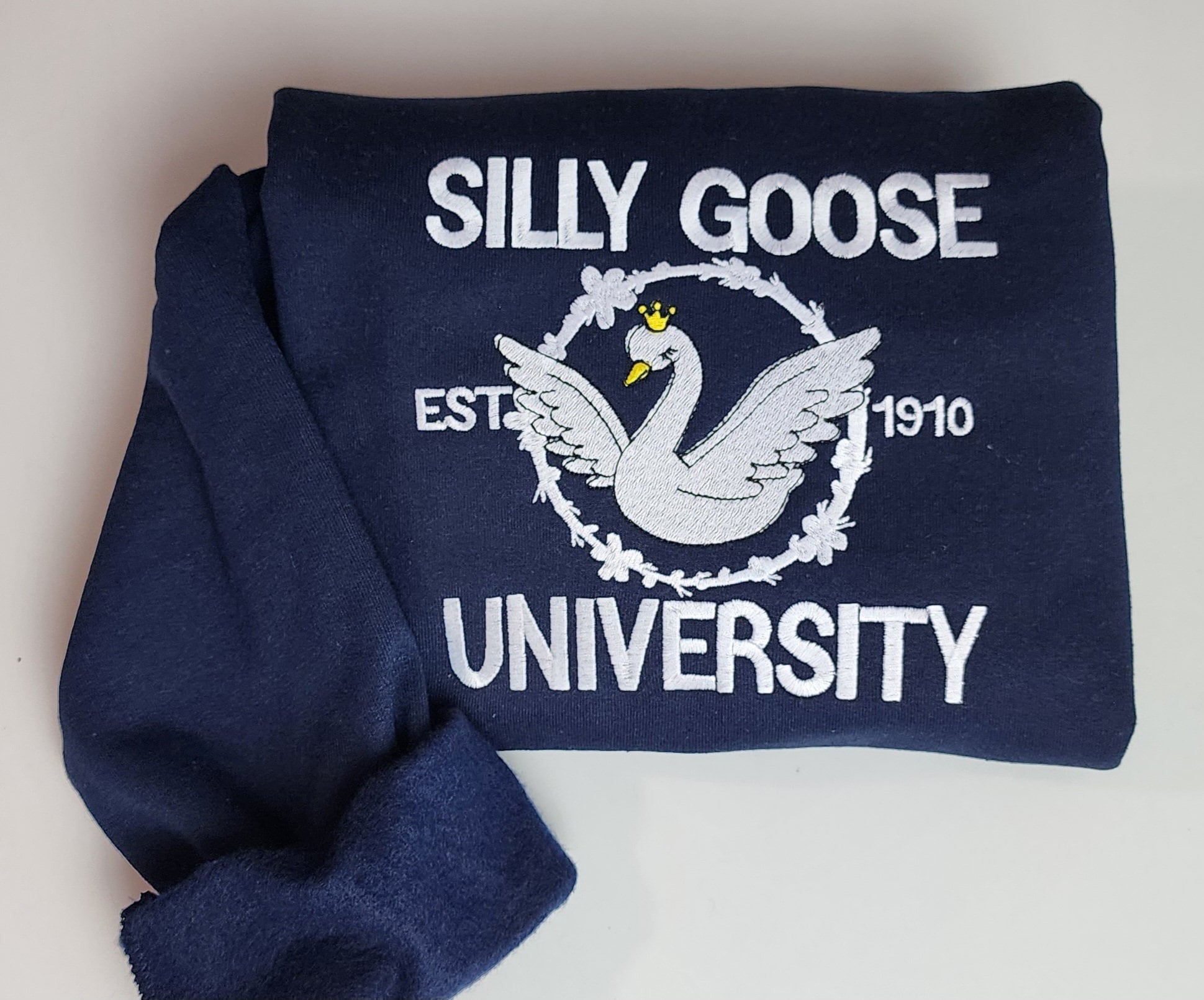 Silly Goose University Embroidered Sweatshirt, Silly Goose Women's Sweatshirt, Embroidered Gifts, Cute Silly Goose for Women