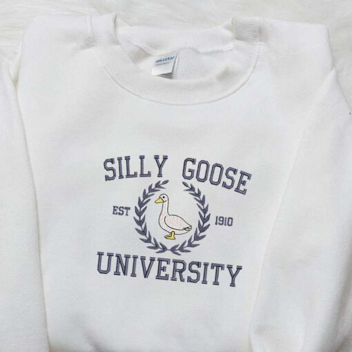 Silly Goose University Est 1910 Embroidered Shirt Animal Embroidered Shirt Best Graduation Gifts
