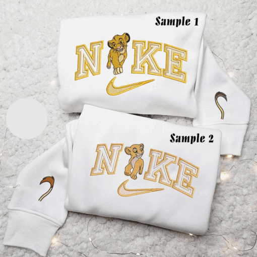 Simba And Nala X Nike Couple Embroidered Shirt Disney The Lion King Embroidered Hoodie Nike Inspired Embroidered Sweatshirt 1