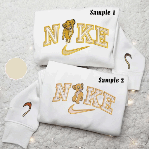 Simba And Nala x Nike Couple Embroidered Shirt Disney The Lion King Embroidered Hoodie Nike Inspired Embroidered Sweatshirt