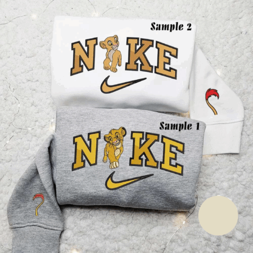 Simba And Nala x Nike Couple Embroidered Shirt Disney The Lion King Embroidered Hoodie Nike Inspired Embroidered Sweatshirt