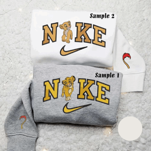 Simba And Nala x Nike Couple Embroidered Shirt Disney The Lion King Embroidered Hoodie Nike Inspired Embroidered Sweatshirt