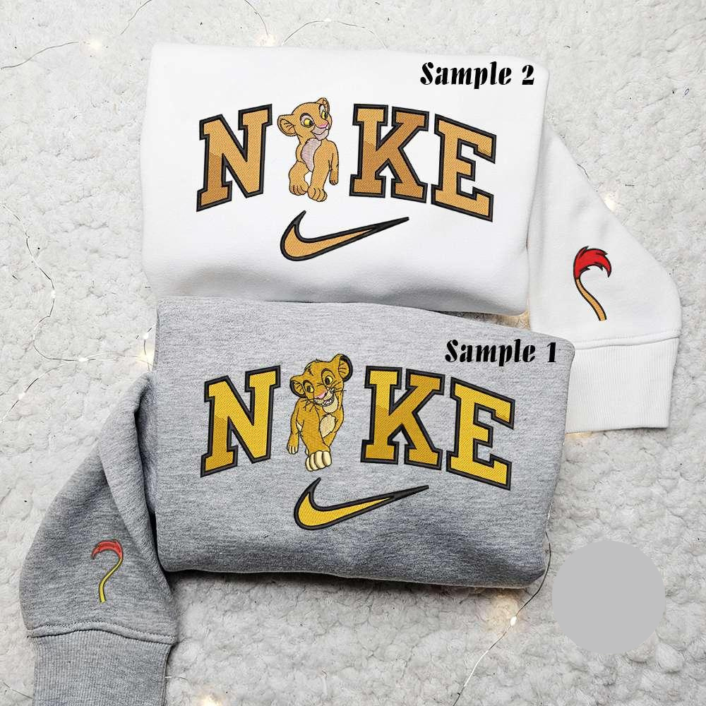 Simba And Nala X Nike Couple Embroidered Shirt Disney The Lion King Embroidered Hoodie Nike Inspired Embroidered Sweatshirt