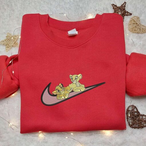 Simba And Nala X Nike Embroidered Sweatshirt The Lion King Disney Embroidered Shirt Nike Inspired Embroidered Shirt