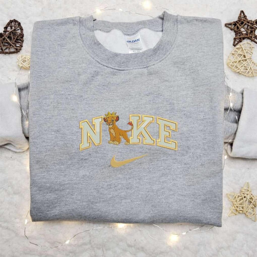 Simba King X Nike Cartoon Embroidered Sweatshirt Nike Inspired Embroidered Shirt Best Gift Ideas For Family