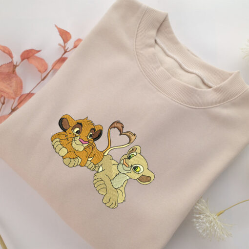 Simba & Nala Embroidery, Disneyland Embroidered Sweatshirt, Movie Disney Inspired, Best Gifts Idea For Him Her
