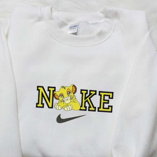 Simba X Nike Cartoon Embroidered Shirt Nike Inspired Embroidered Shirt Best Gift For Family