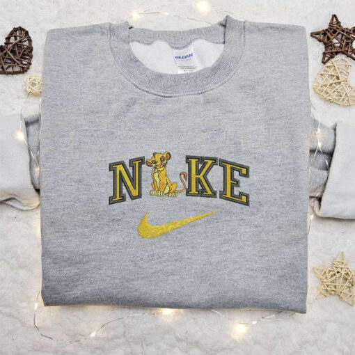 Simba X Nike Cartoon Embroidered Tshirt Nike Inspired Embroidered Shirt Best Gift For Family
