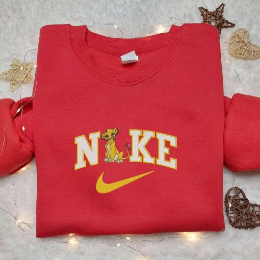 Simba X Nike Embroidered Shirt Disney The Lion King Embroidered Hoodie Nike Inspired Embroidered Sweatshirt 1
