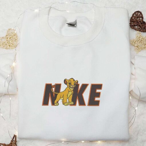 Simba X Nike Embroidered Shirt Disney The Lion King Embroidered Hoodie Nike Inspired Embroidered Sweatshirt