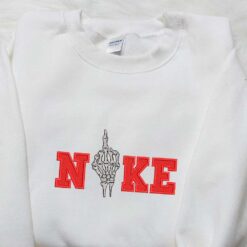 Skeleton Hand x Nike Embroidered Sweatshirt Halloween Embroidered Shirt Nike Inspired Embroidered Shirt