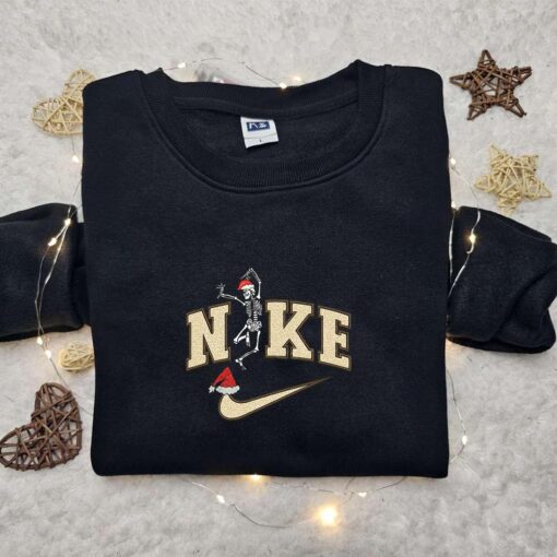 Skeleton Xmas x Nike Embroidered Hoodie Nike Inspired Embroidered Shirt Best Halloween Gift Ideas