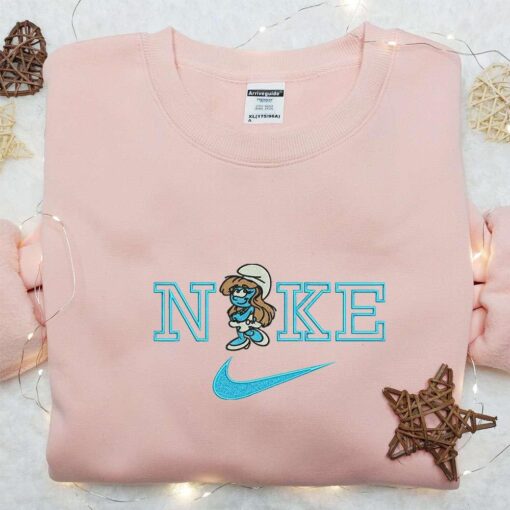 Smurfette X Nike Embroidered Shirt Disney The Smurfs Embroidered Hoodie Nike Inspired Embroidered Sweatshirt