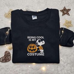 Snoopy Being Cool Is My Costume Embroidered Sweatshirt Disney Cartoon Embroidered Hoodie Halloween Embroidered Shirt