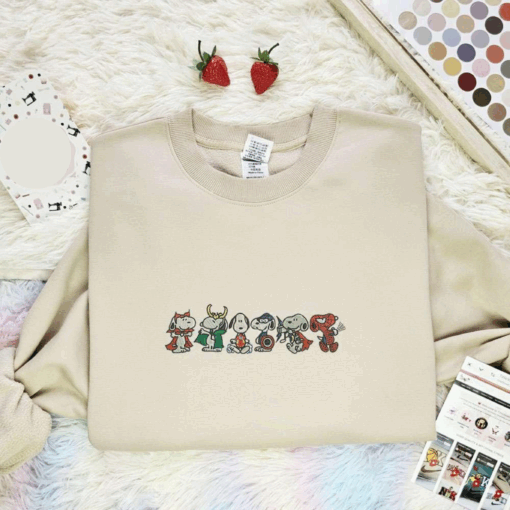 Snoopy Marvel Team Embroidered Shirt Cartoon Embroidered Hoodie, Best Gift For Fans