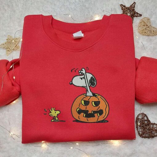Snoopy Pumpkin Embroidered Hoodie Peanuts Halloween Embroidered T shirt Best Halloween Gift Ideas
