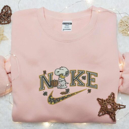 Snoopy Woodstock and Pumpkin Autumn x Nike Embroidered Sweatshirt Peanuts Disney Embroidered Shirt Best Halloween Gift Ideas