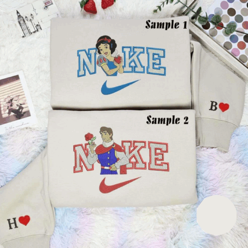 snow white and prince florian disney characters embroidered couples shirts
