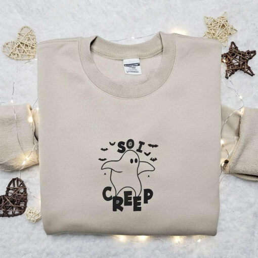 So I Creep Ghost Embroidered Shirt Cute Halloween Embroidered Hoodie Best Halloween Gift Ideas For Family