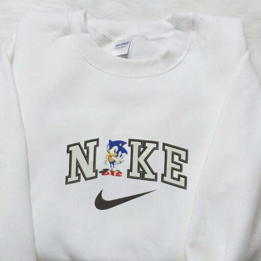 Sonic x Nike Embroidered Shirt Game Characters Embroidered Hoodie Nike Inspired Embroidered Sweatshirt