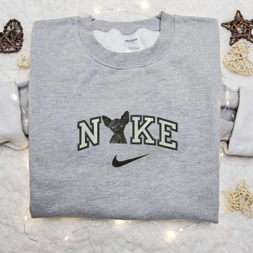Sphynx Cat x Nike Embroidered Shirt Animal Embroidered Shirt Nike Inspired Embroidered Shirt