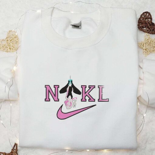 Spider Gwen Hanging Upside Down x Nike Embroidered Shirt Marvel Characters Embroidered Hoodie Best Gift Ideas