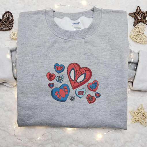 Spider Man Love Bug Stuck On You Embroidered Shirt Marvel Superhero Movie Embroidered Hoodie Best Valentines Day Gifts
