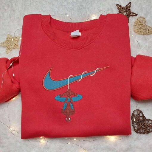 Spider Man x Nike Swoosh Embroidered Sweatshirt Spider Man No Way Home Embroidered Shirt Nike Inspired Embroidered Shirt 1