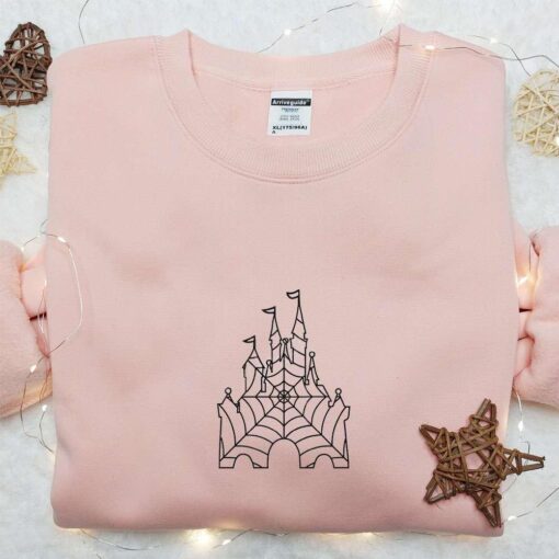 Spider Web Halloween Castle Embroidered Hoodie Halloween Embroidered Sweatshirt Best Halloween Gift Ideas