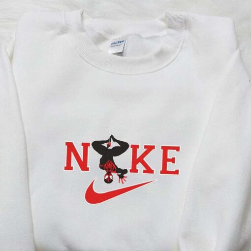 Spiderman Hanging x Nike Embroidered Shirt Marvel Superhero Movie Embroidered Hoodie Best Gift Idea 1