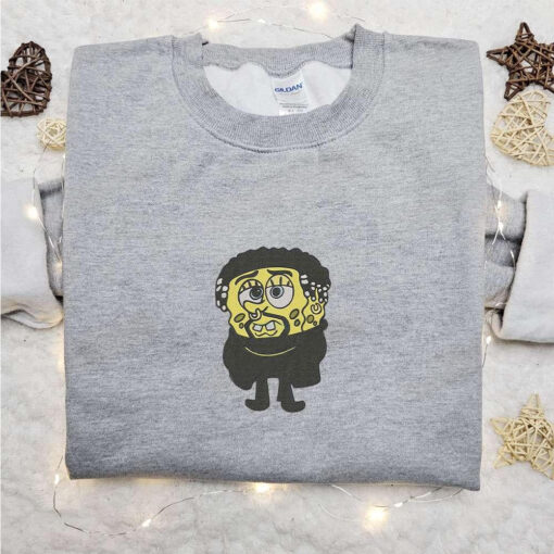 Spongebob Bad Bunny Embroidered Sweatshirt Celebrity Embroidered Hoodie Cartoon Embroidered Shirt