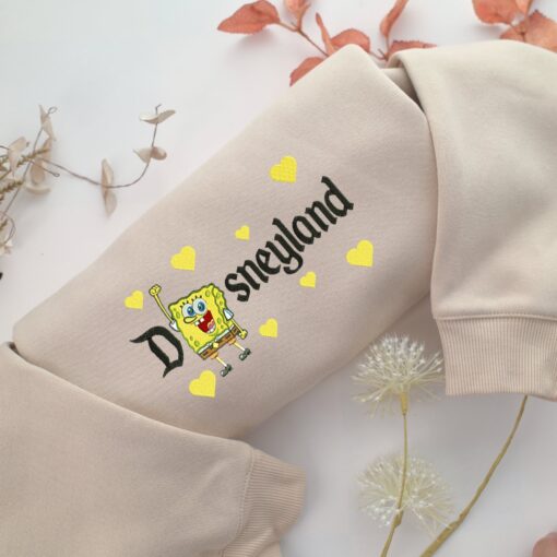SpongeBob Disneyland Embroidery, Disneyland Embroidered Sweatshirt, Movie Disney Inspired, Best Gifts Idea For Him Her