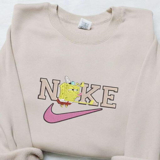 SpongeBob SquarePants x Nike Cartoon Embroidered Sweatshirt Disney Characters Embroidered Hoodie Custom Nike Embroidered T shirt