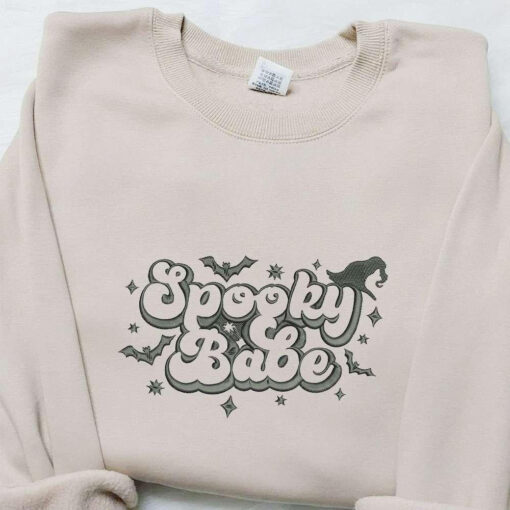 Spooky Babe Embroidered Hoodie Halloween Embroidered Sweatshirt Best Halloween Gift Ideas For Family