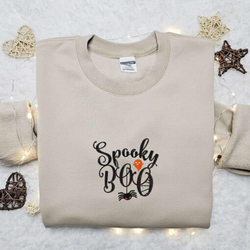 Spooky Boo Embroidered Hoodie Halloween Embroidered T shirt Best Halloween Gift Ideas