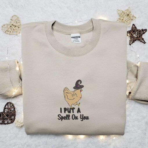 Spooky Halloween Chicken Embroidered Hoodie Cute Halloween Embroidered Hoodie Best Halloween Gift Ideas For Family