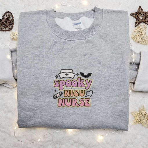 Spooky Nicu Nurse Embroidered Hoodie Halloween Embroidered Hoodie Best Halloween Gift Ideas For Family