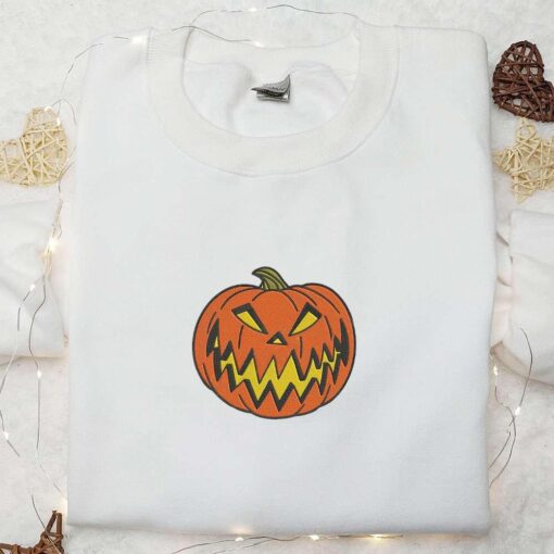 Spooky Pumpkin Jack O Lantern Embroidered Sweatshirt Halloween Embroidered Hoodie Best Halloween Gift Ideas