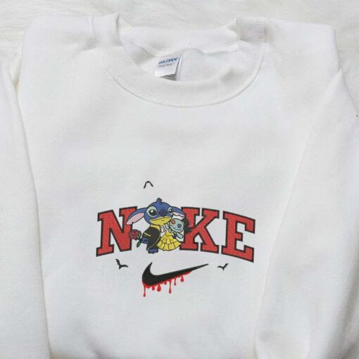 Spooky Stitch Halloween x Nike Embroidered Shirt Funny Disney Characters Embroidered T shirt Nike Inspired Embroidered Sweatshirt