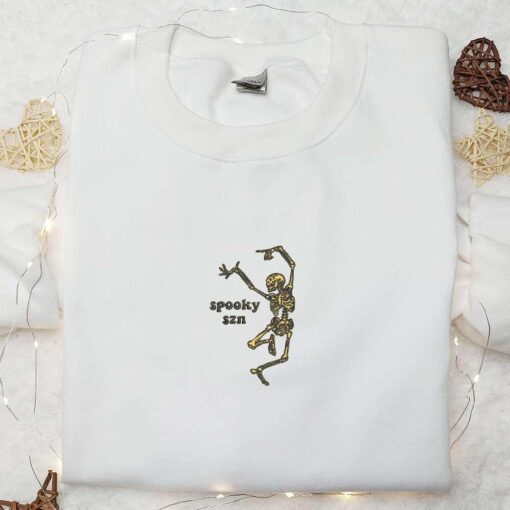 Spooky Szn Embroidered Hoodie Halloween Embroidered T shirt Best Halloween Gift Ideas