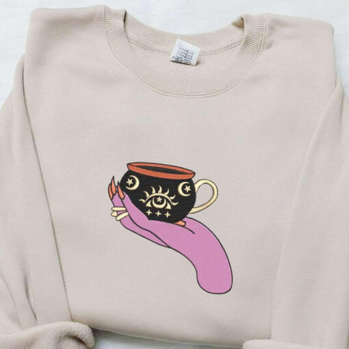 Spooky Witch Hand Embroidered Hoodie Custom Embroidered Shirt Best Gift Ideas For Family