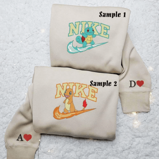 Squirtle And Charmander Pokemon Embroidered Shirts, Best Gift for Anime Fans